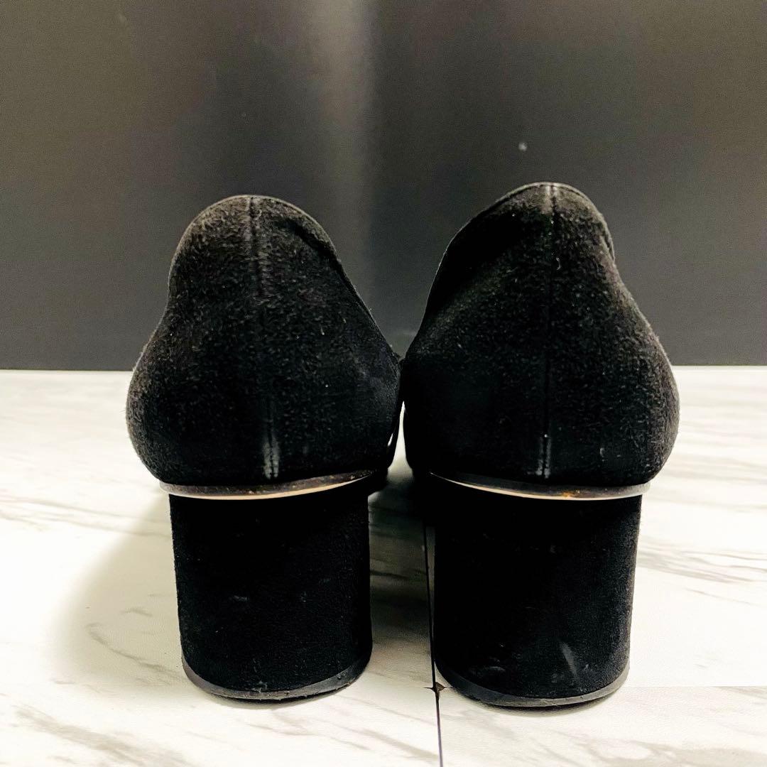 GUCCI GGマーモント フリンジ パンプス スエード 黒 25.5cm