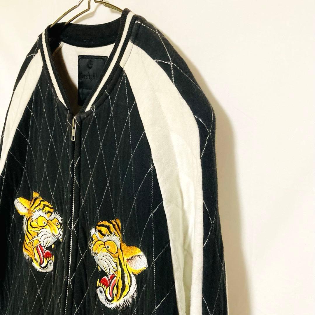 x*x様 コアファイター 顔虎 刺繍 スカジャン XLサイズ キルティング 白
