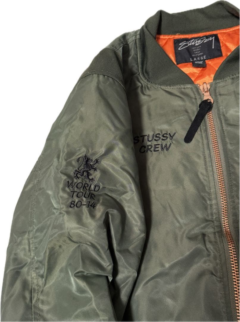 N996 STUSSY WOMEN MA-1 WORLD TOUR 総刺繍 - メルカリ