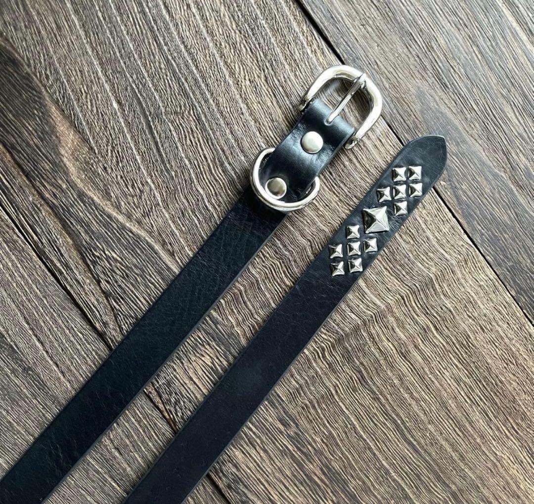 スタッズナローロングベルト　シルバーピラミッド　ミッスーリ スタッズベルト 鋲ベルト ピラミッドスタッズ ナローベルト 日本製