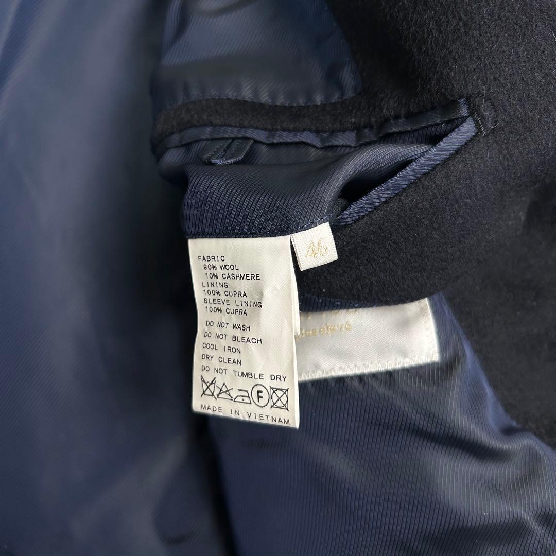 美品✨EDIFICE エディフィス カシミア ステンカラーコート ネイビー