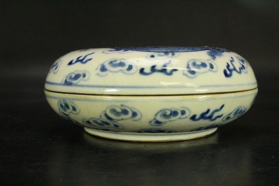 中国美術 染付 雲龍紋 蓋物 茶道具伝来(ZE799) - メルカリ