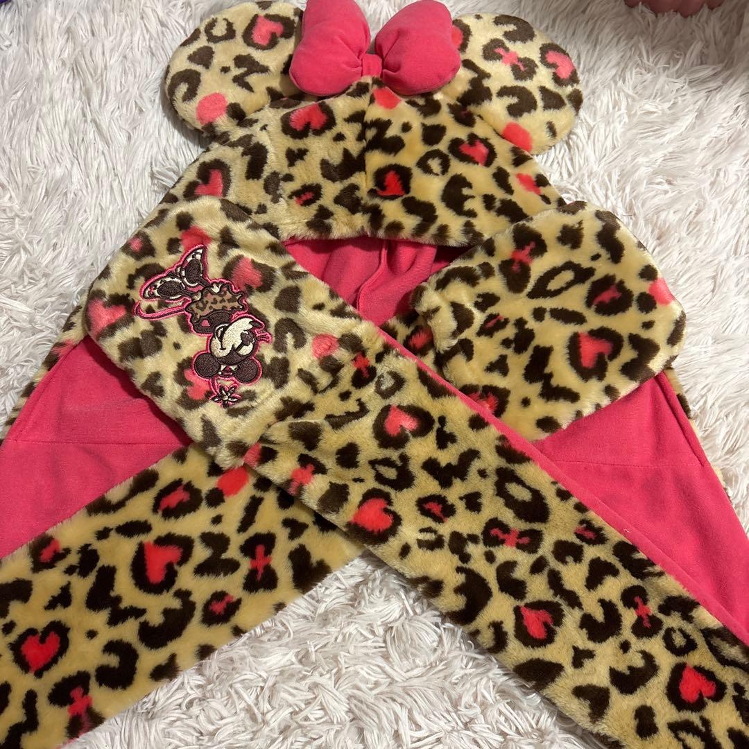 ディズニー ミニーちゃん ヒョウ柄 マフラーキャップ - メルカリ