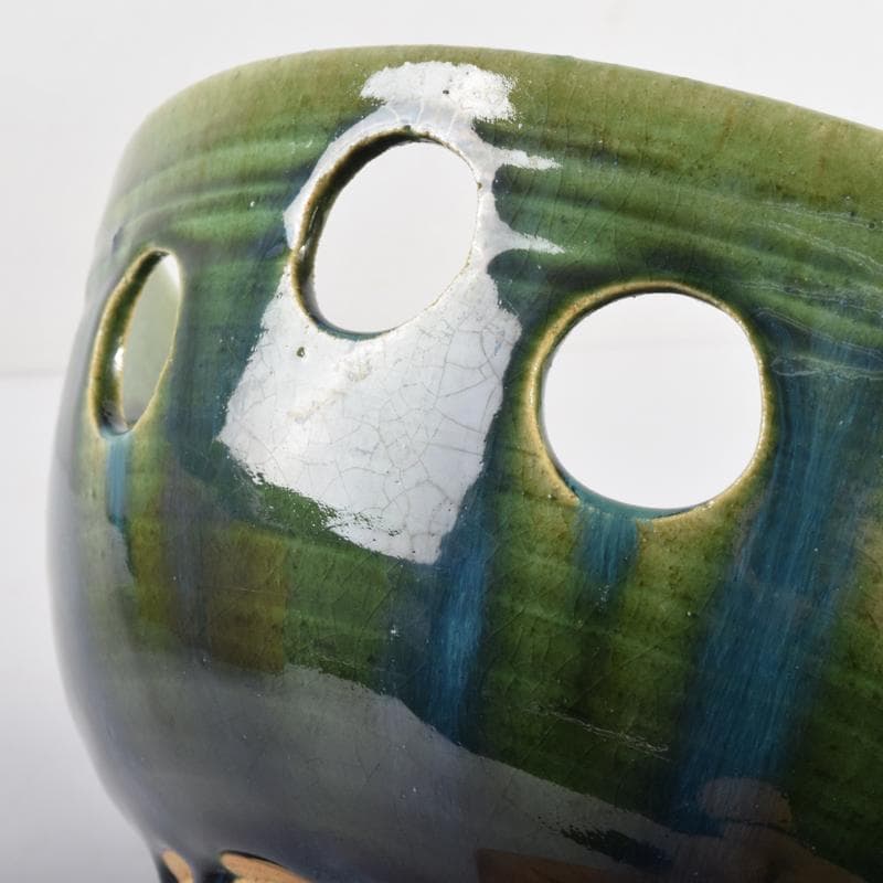 美濃焼 加藤光右衛門作 織部 水玉透かし鉢 共箱 C 6951A - メルカリ