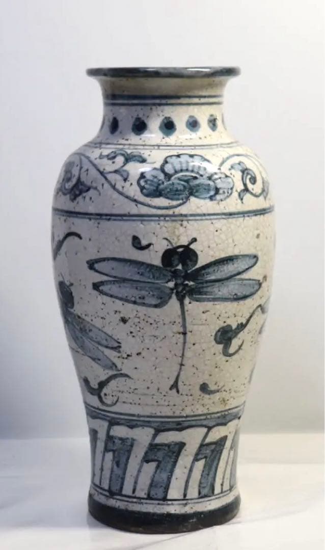 古安南　蜻蛉　染付瓶　アンティーク　送料込み1123 永楽善五郎 妙全 安南絞手 蜻蛉茶碗 | 茶道具 小西康のぶろぐ