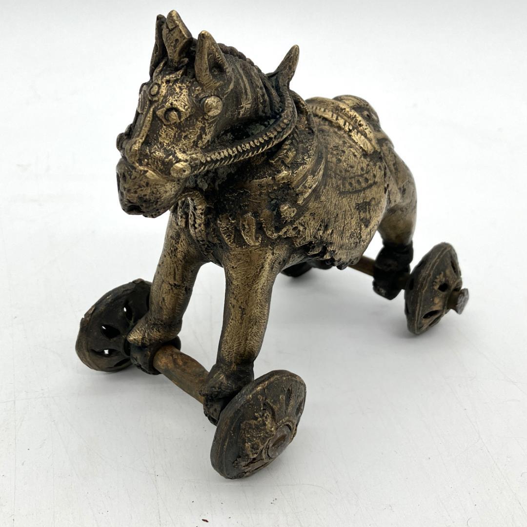 インド　寺院玩具　ヴィンテージ　馬　ウマ　動物　置物　真鍮　アンティーク インド 寺院玩具 ヴィンテージ 馬 ウマ 動物 置物 真鍮 アンティーク
