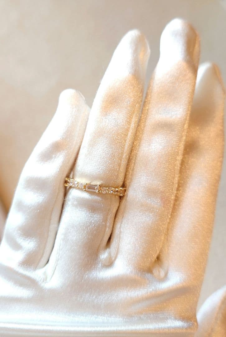 1539 高級 sona ダイヤモンド フルエタニティ リング 長方形 ゴールド