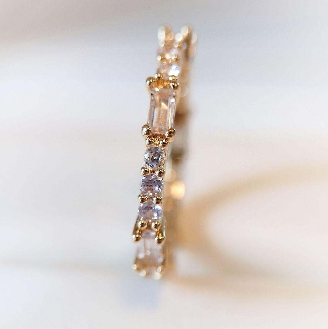 1539 高級 sona ダイヤモンド フルエタニティ リング 長方形 ゴールド