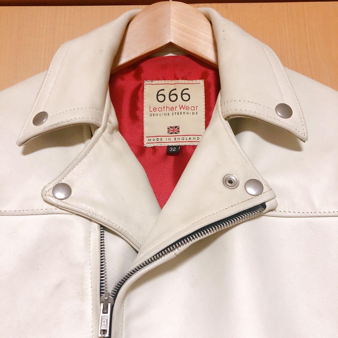 666 ダブルライダースジャケット スティアハイド オフホワイト - メルカリ