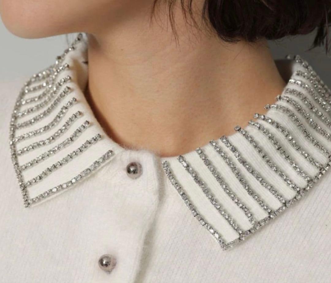 人気完売 Arpege story 衿ビジューカーデ - メルカリ