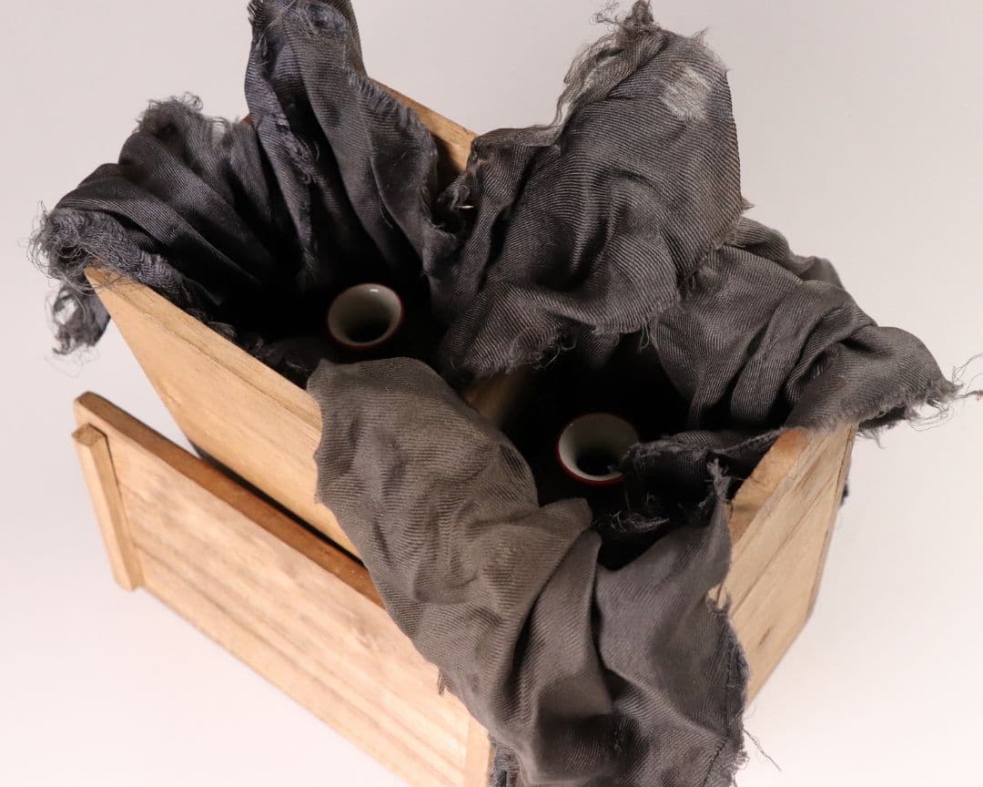 陶芸 九谷焼 木米写し 徳利一対 唐人物図 色絵 赤絵 酒器【MA469