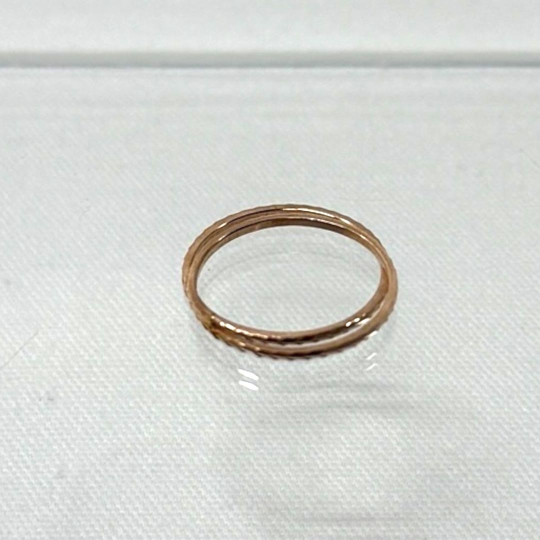 【新品未使用】K10 デザインリング 11号 0.91g 重ね付け 華奢リング