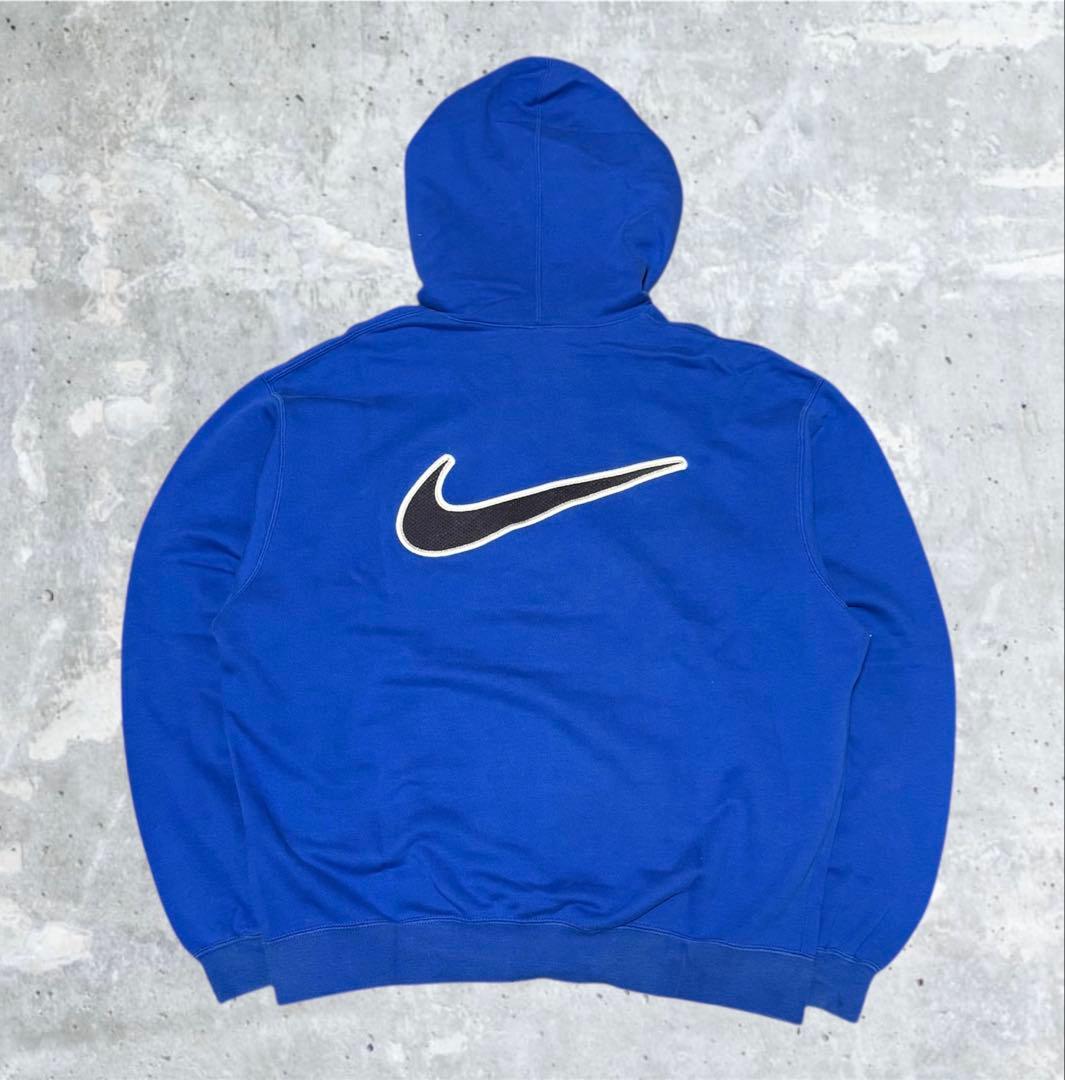 90s old nike 銀タグ パーカー ブルー 刺繍 ビックスウォッシュ - メルカリ