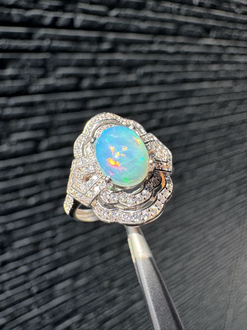 新作 天然石水オパール遊色綺麗極彩ルース0.860ct S925 18KGP - メルカリ