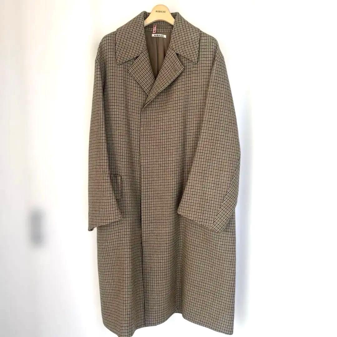 AURALEE ガンクラブチェック、ステンカラーコート　茶ベージュ系 AURALEE ガンクラブチェック、ステンカラーコート 茶ベージュ系