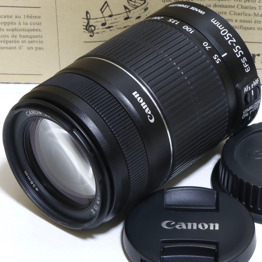 ⭐︎望遠&手ブレ&軽量&良光学⭐︎ Canon純正 55-250mm IS II型♫ ⭐︎望遠&手ブレ&軽量&良光学⭐︎ Canon純正 250mm 望遠ISレンズ