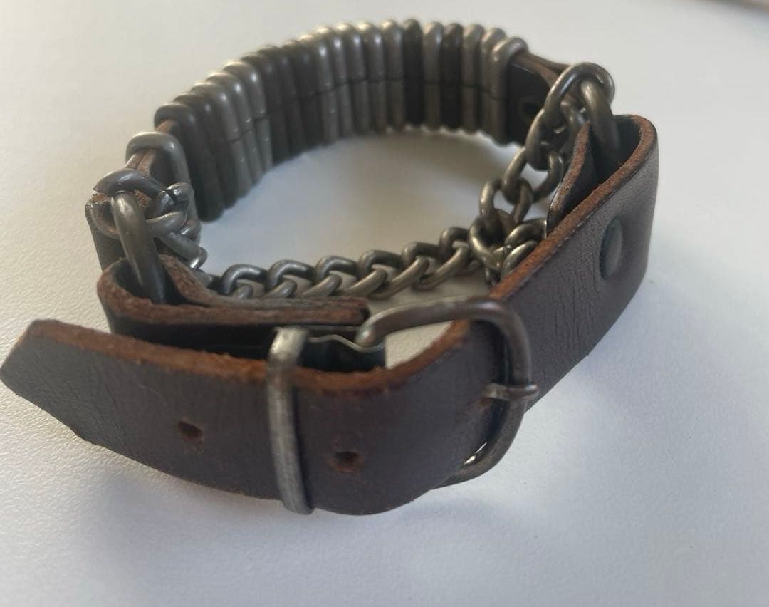 Maison Margiela 11 ブラウン レザーブレスレット チェーン Maison Margiela メゾンマルジェラ 11 ブラウンレザーブレスレット