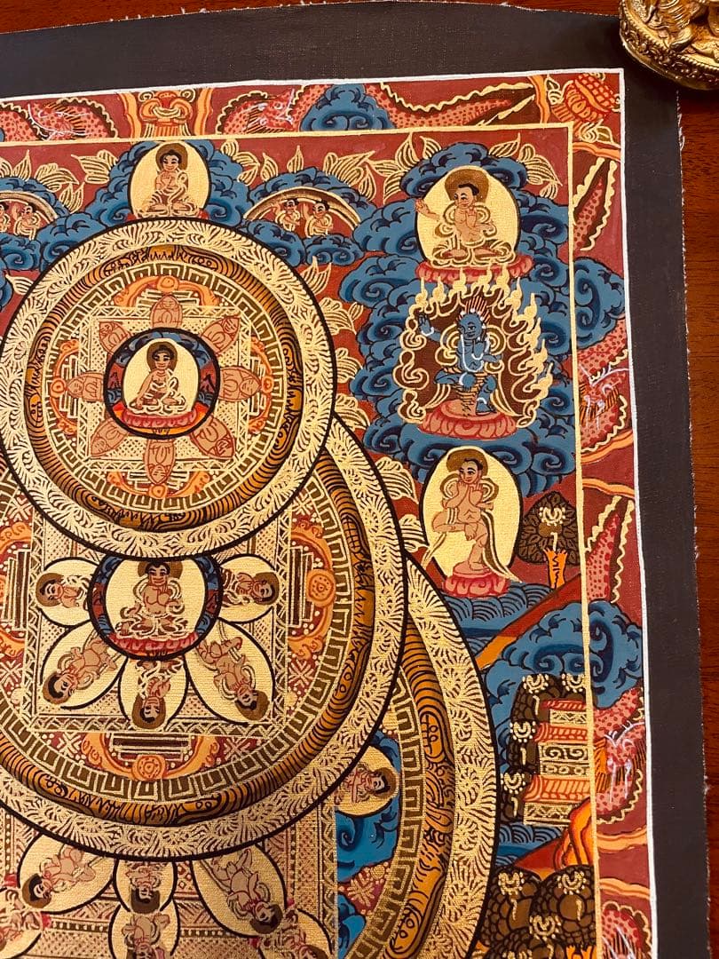 チベット密教 手描き曼荼羅（マンダラ）タンカ【新品・一点物】肉筆画 Ｄ6