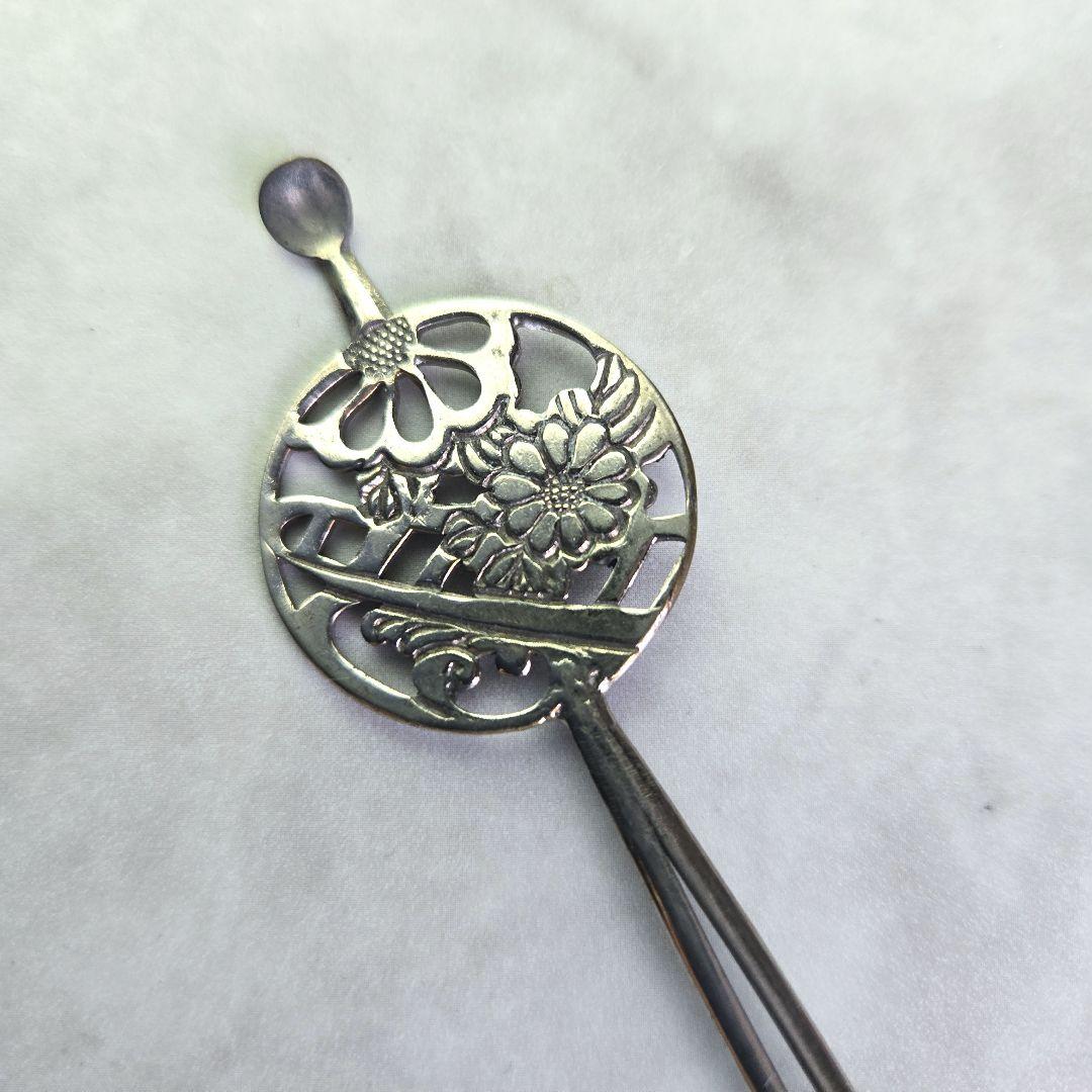 アンティーク 金工 簪 銀かんざし 透かし細工 F4 和装 着物 骨董 髪