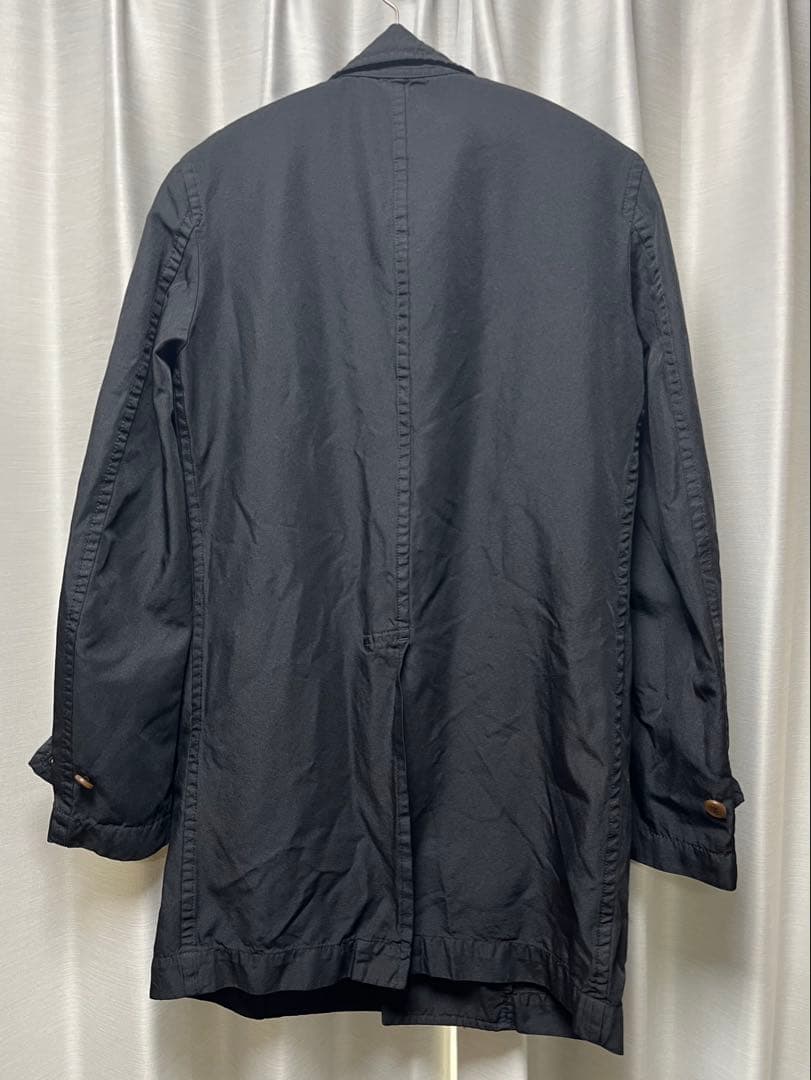 コムデギャルソンオムドュ ポリ縮 コート ブラック Sサイズ - メルカリ