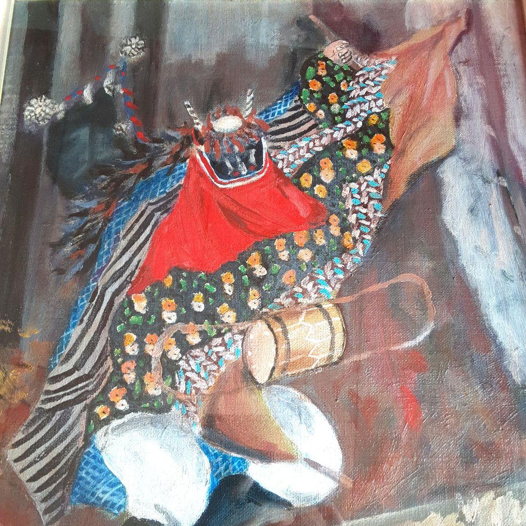 絵画　油彩　黒澤國昭　鹿子踊　ししおどり　F6号