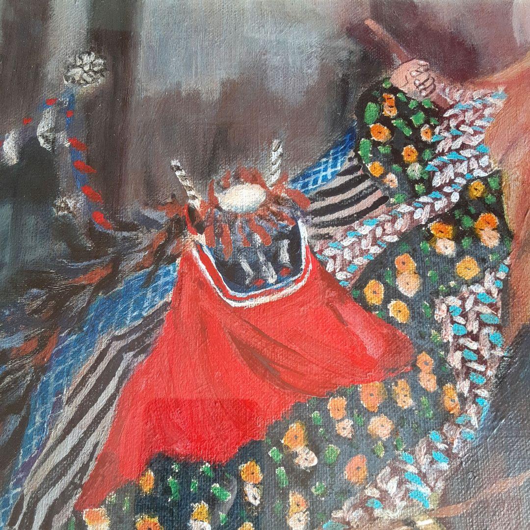 絵画　油彩　黒澤國昭　鹿子踊　ししおどり　F6号