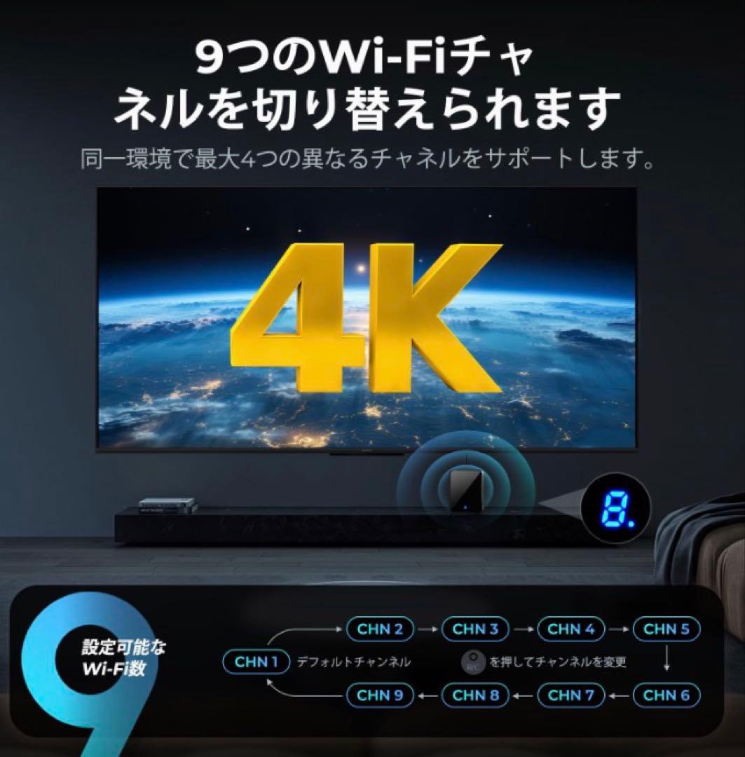 ❤️大特価❤️ ワイヤレスHDMI 4K 送受信器セット 安定転送 4k
