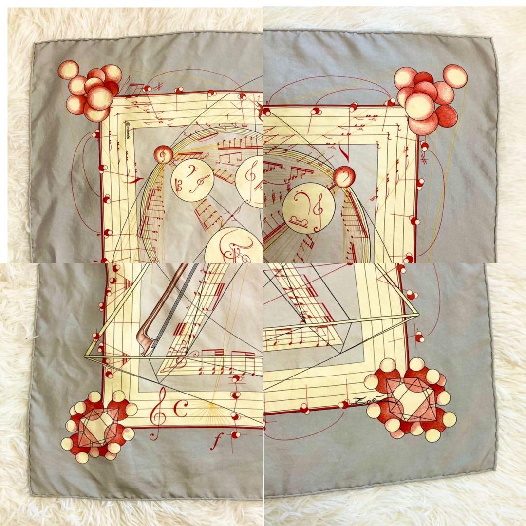 希少 HERMES エルメス スカーフ 球体が奏でる音楽 ヴァイオリン カレ90