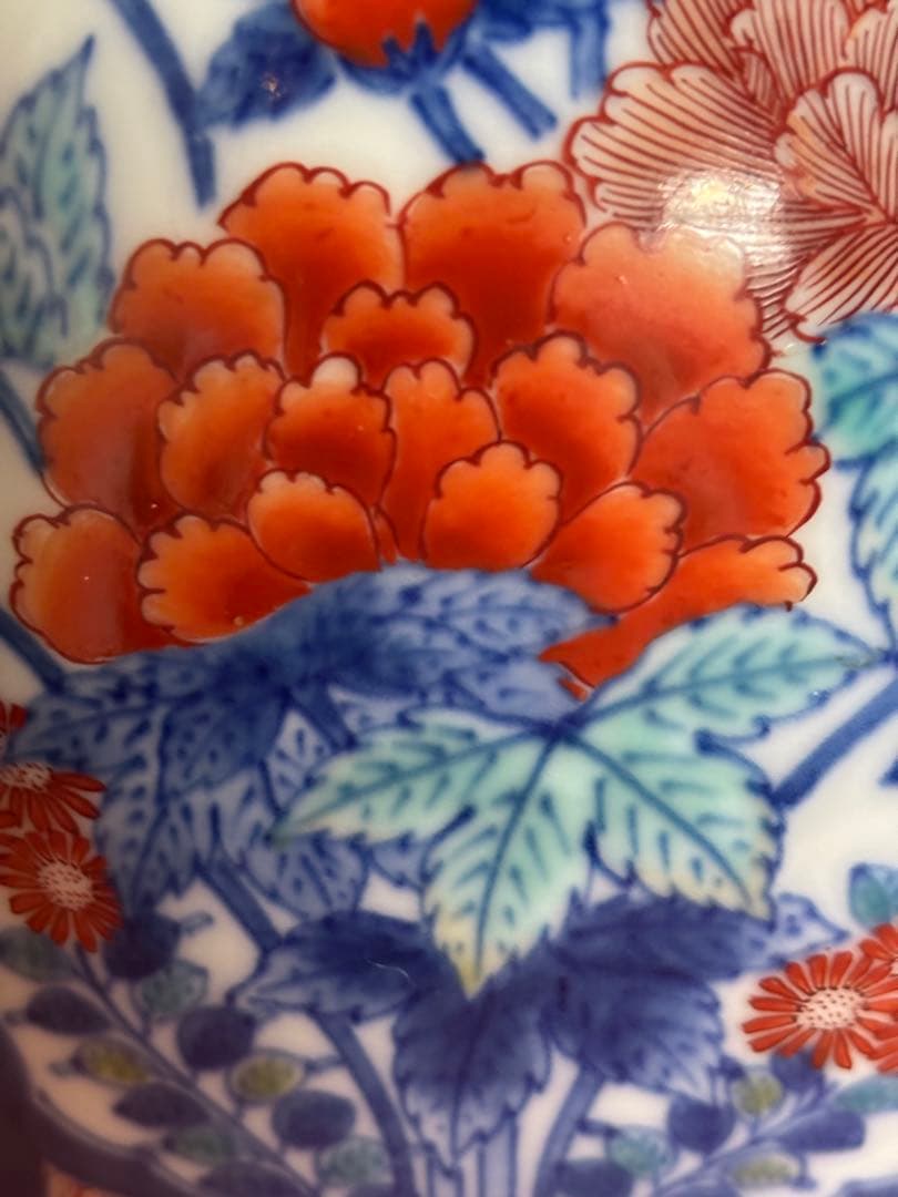 人間国宝十三代今泉今右衛門作色鍋島江戸期名品文様桜牡丹藤袴文瓶 検