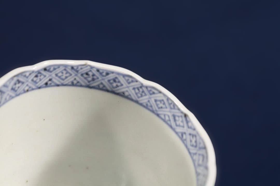 577 古伊万里大渕染付仙人唐子遊び図蕎麦猪口 無傷 幕末