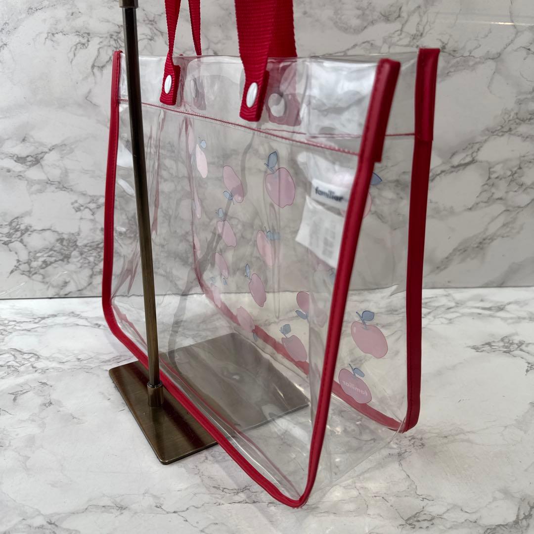 familiar ファミリア りんご柄 クリアビニールトートバッグ+ミニバッグ