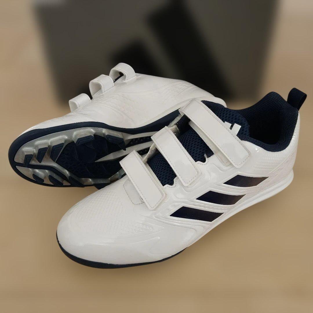ホワイト/ネイビー ストラップ式スパイクシューズ　26.5cm