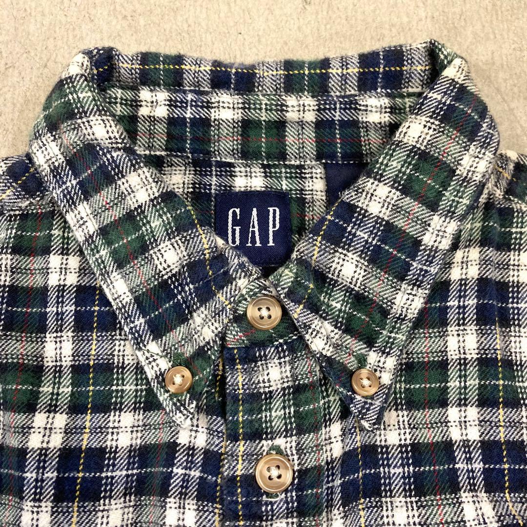 90's OLD GAP チェックネルシャツ L 緑紺 BD オールドギャップ - メルカリ
