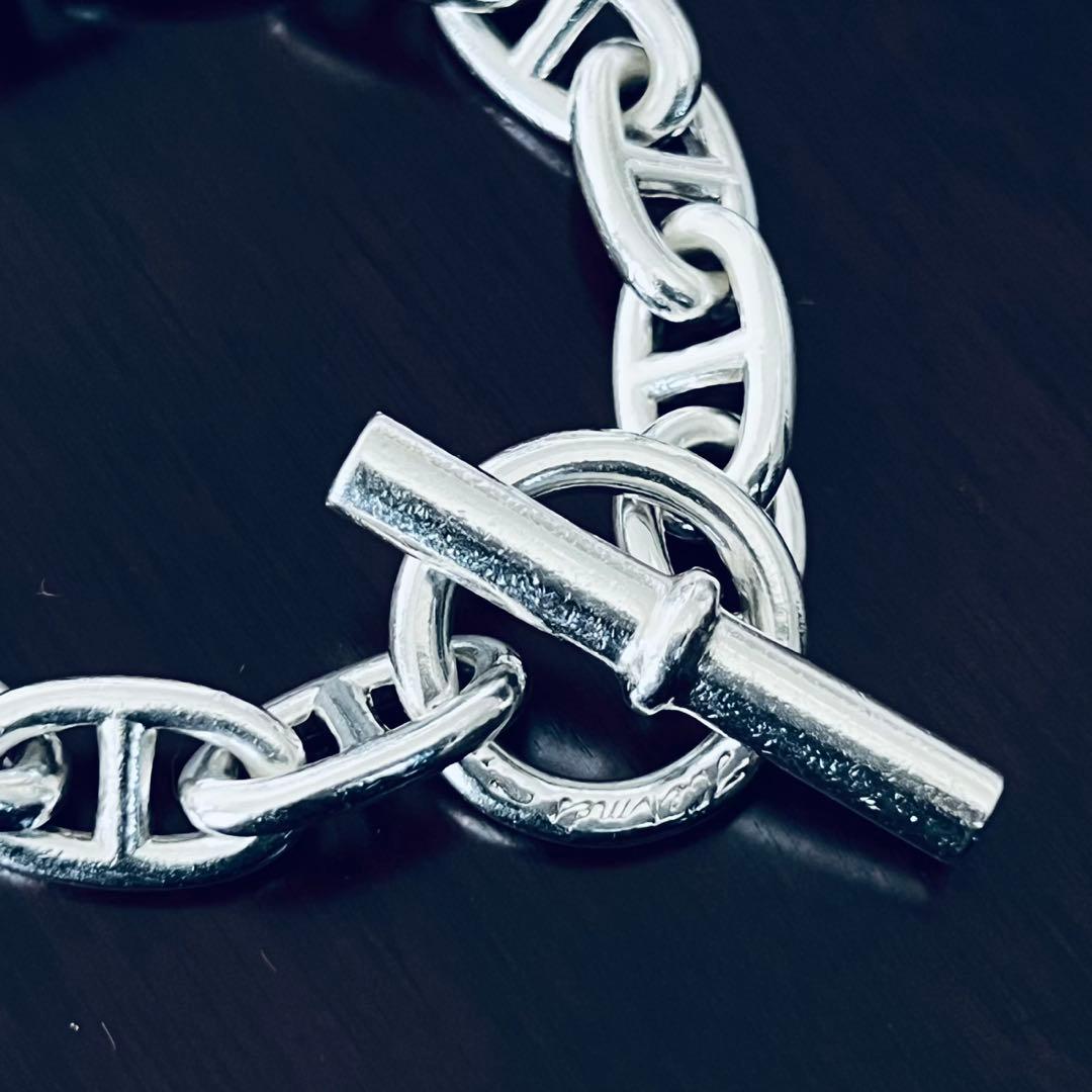 ヴィンテージエルメス シェーヌダンクル ブレスレット GM13コマ 筆記体