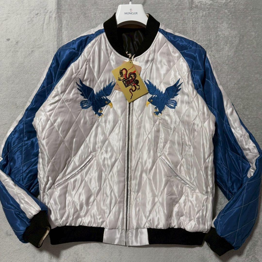 未使用タグ付き テーラー東洋 スカジャン 蛇髑髏 日本地図 XLサイズ