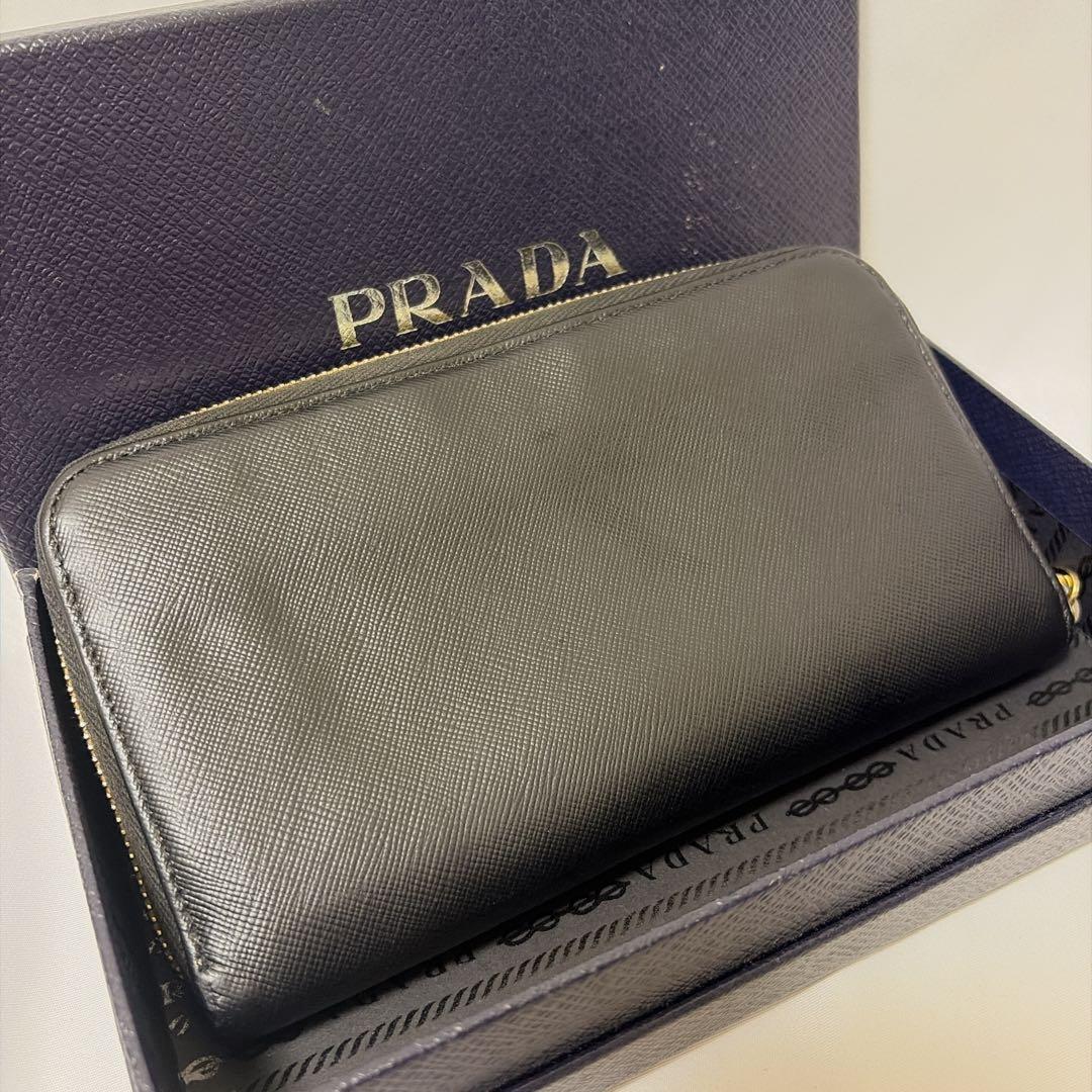 極美品】PRADA プラダ 長財布 ラウンドファスナー サフィアーノレザー