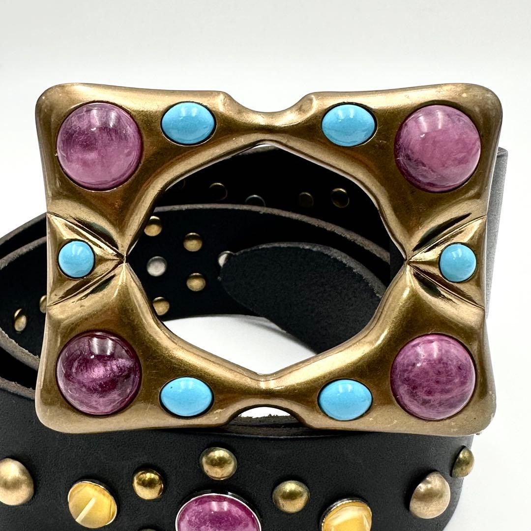 希少✨ ドルチェ＆ガッパーナ カラーストーン ベルト マルチカラー