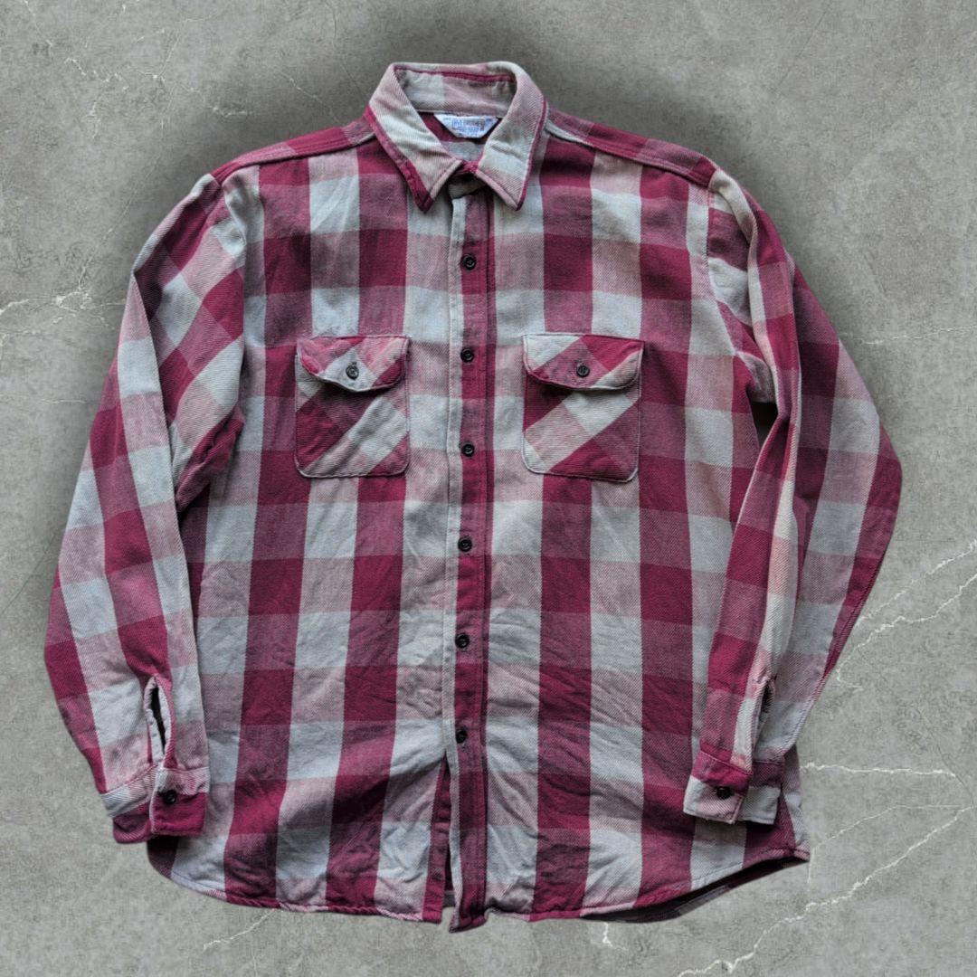 D*I様 80s ファイブブラザー ヘビーネルシャツ ブロックチェック XL U 古着 80s USA製 FIVE BROTHER ブルー × グレー ブロック チェック