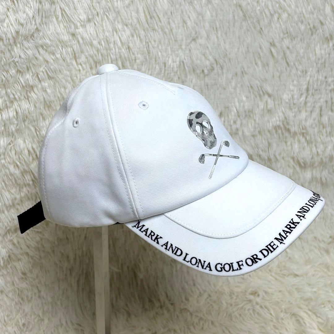 マークアンドロナ MARK&LONA パネル キャップ 帽子 スカル ホワイト