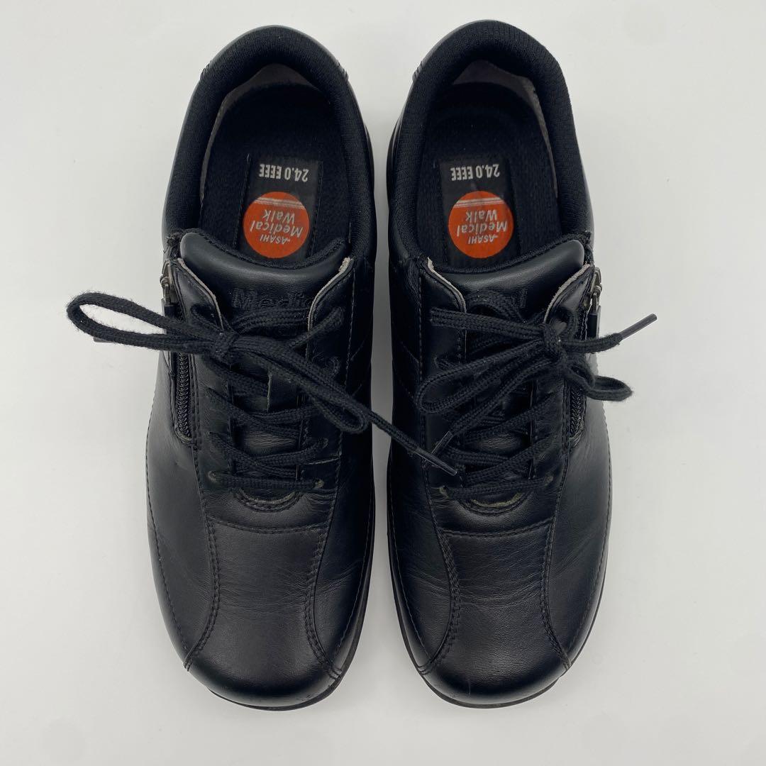 アサヒ メディカルウォーク レザー黒 24cm 4E サイドジップ SHM - メルカリ