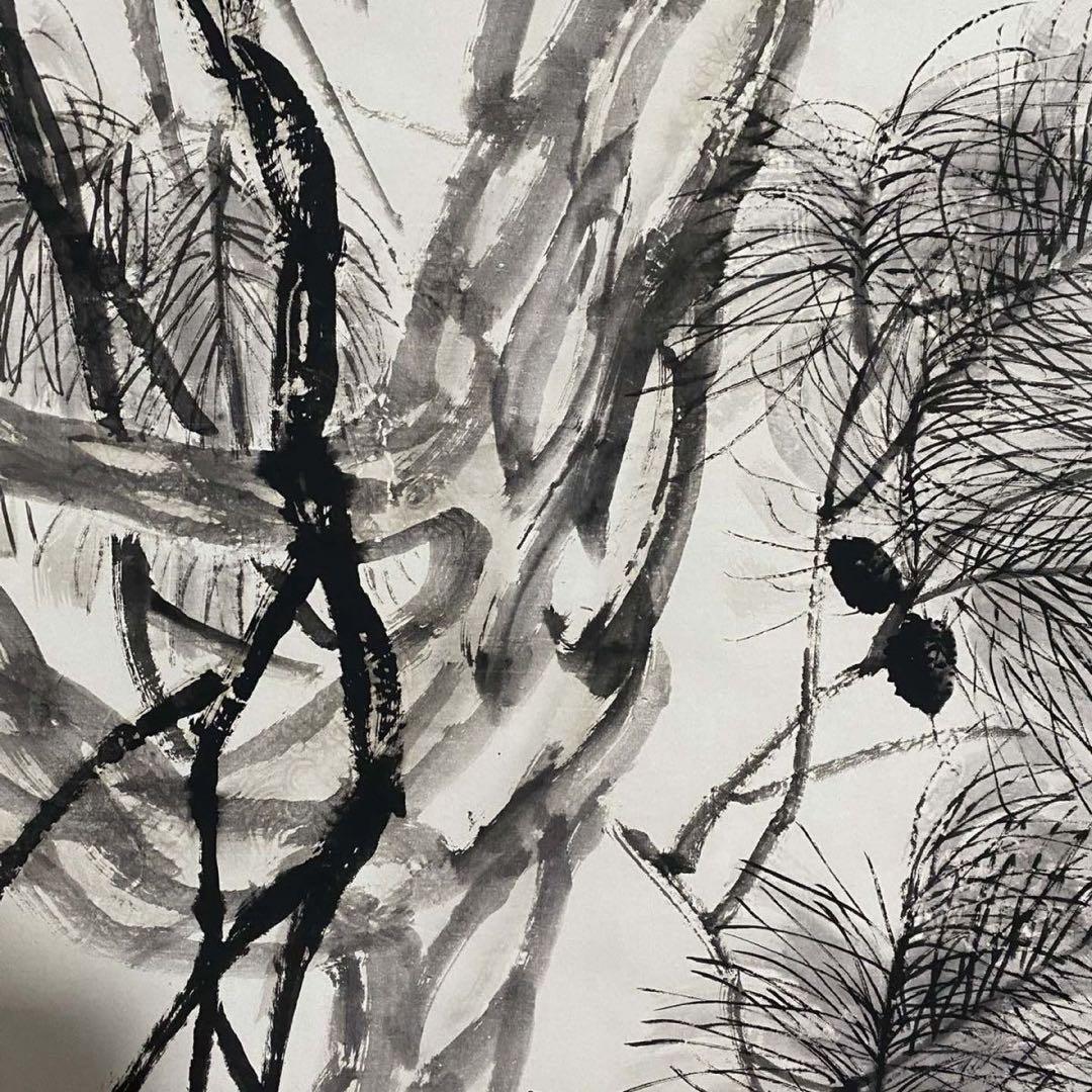 斉白石 松鷹図　四尺中堂掛け軸　中国画　宣紙　書画工芸