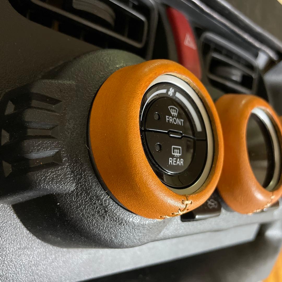 ジムニーJB64 栃木レザー製エアコンダイヤルリング《オレンジキャメル