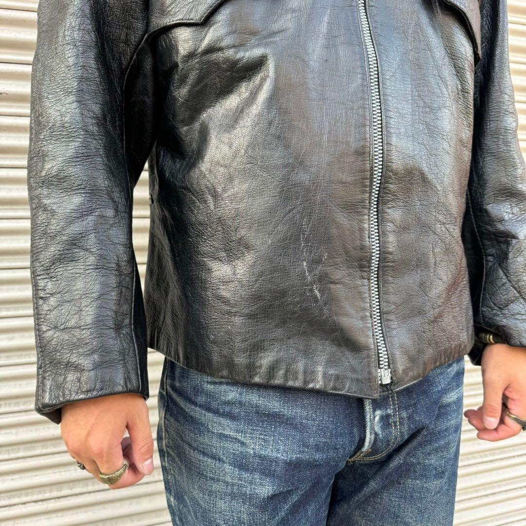 40s 50s イタリア軍 実物 モーターサイクル ジャケット ライダース L