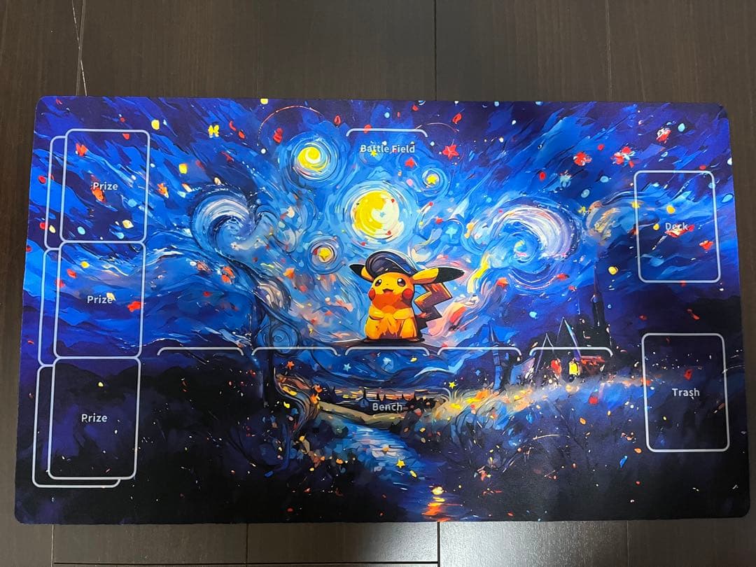 ポケカ ゴッホ 星月夜 ピカチュウ ラバー プレイマット ポケモン