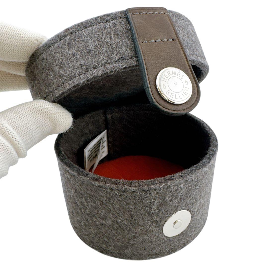 未使用級◇エルメス シュガーボックス ポーチ フェルト グレー 小物入れ