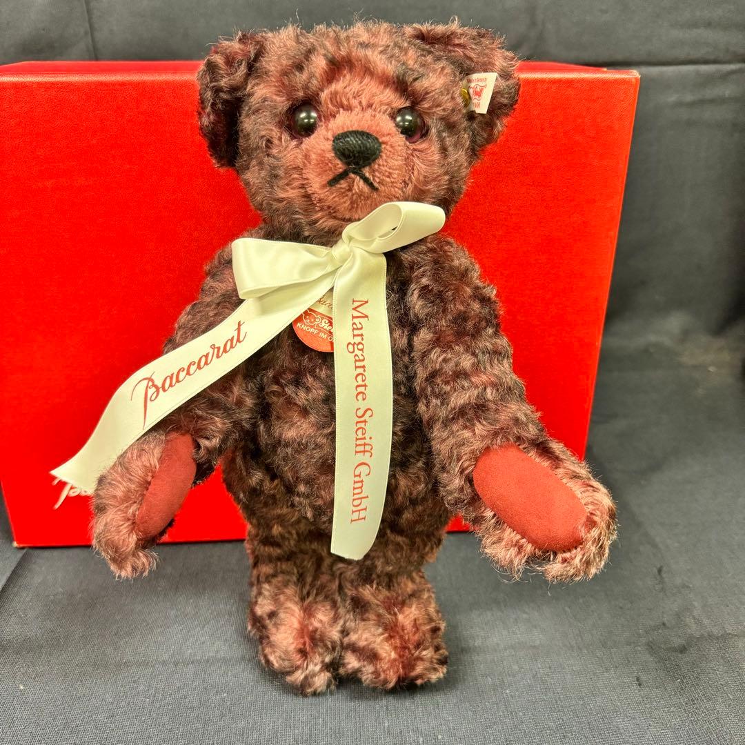 138-25 シュタイフ バカラ コラボ ペンダント付 テディベア ボルドー
