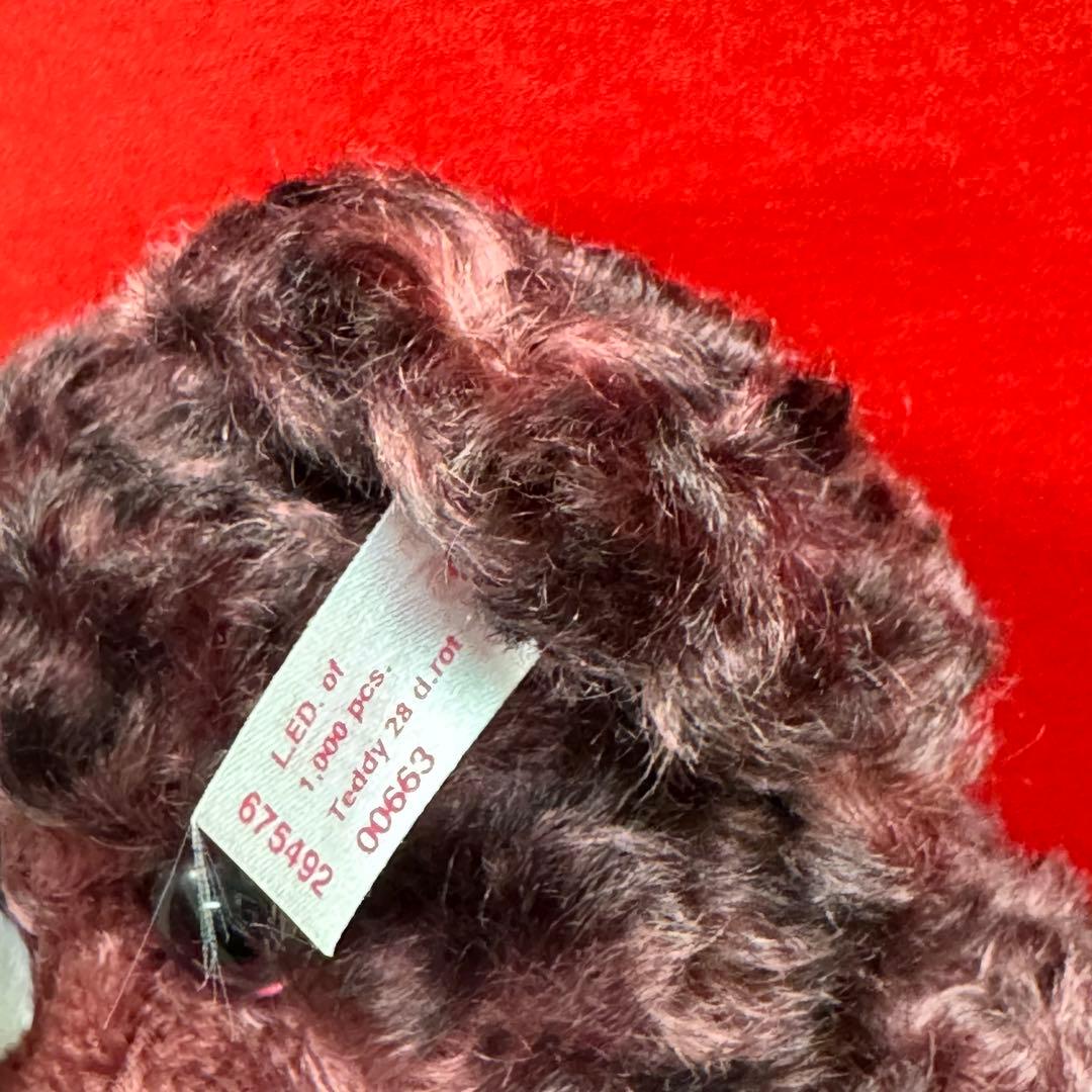 138-25 シュタイフ バカラ コラボ ペンダント付 テディベア ボルドー