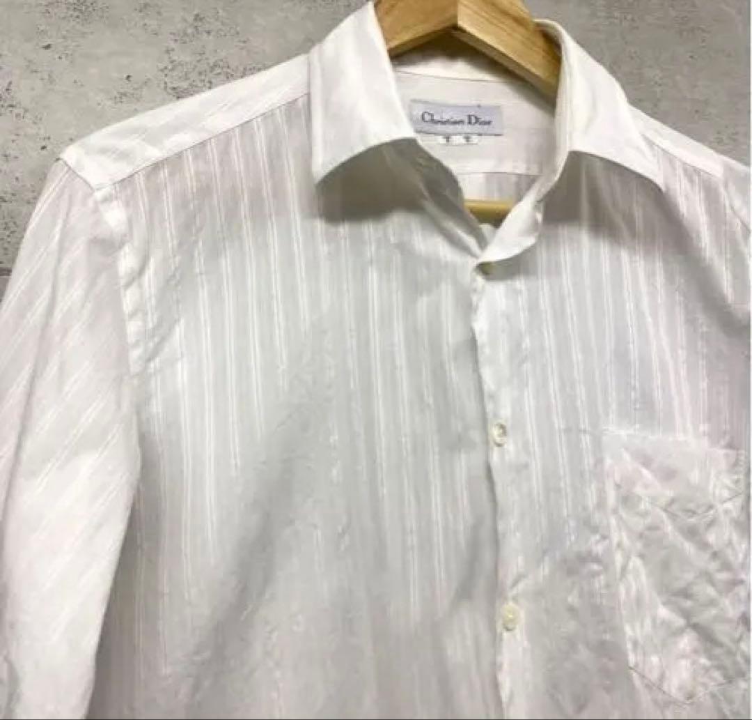 Christian Dior ホワイト ストライプ ワイシャツ - メルカリ