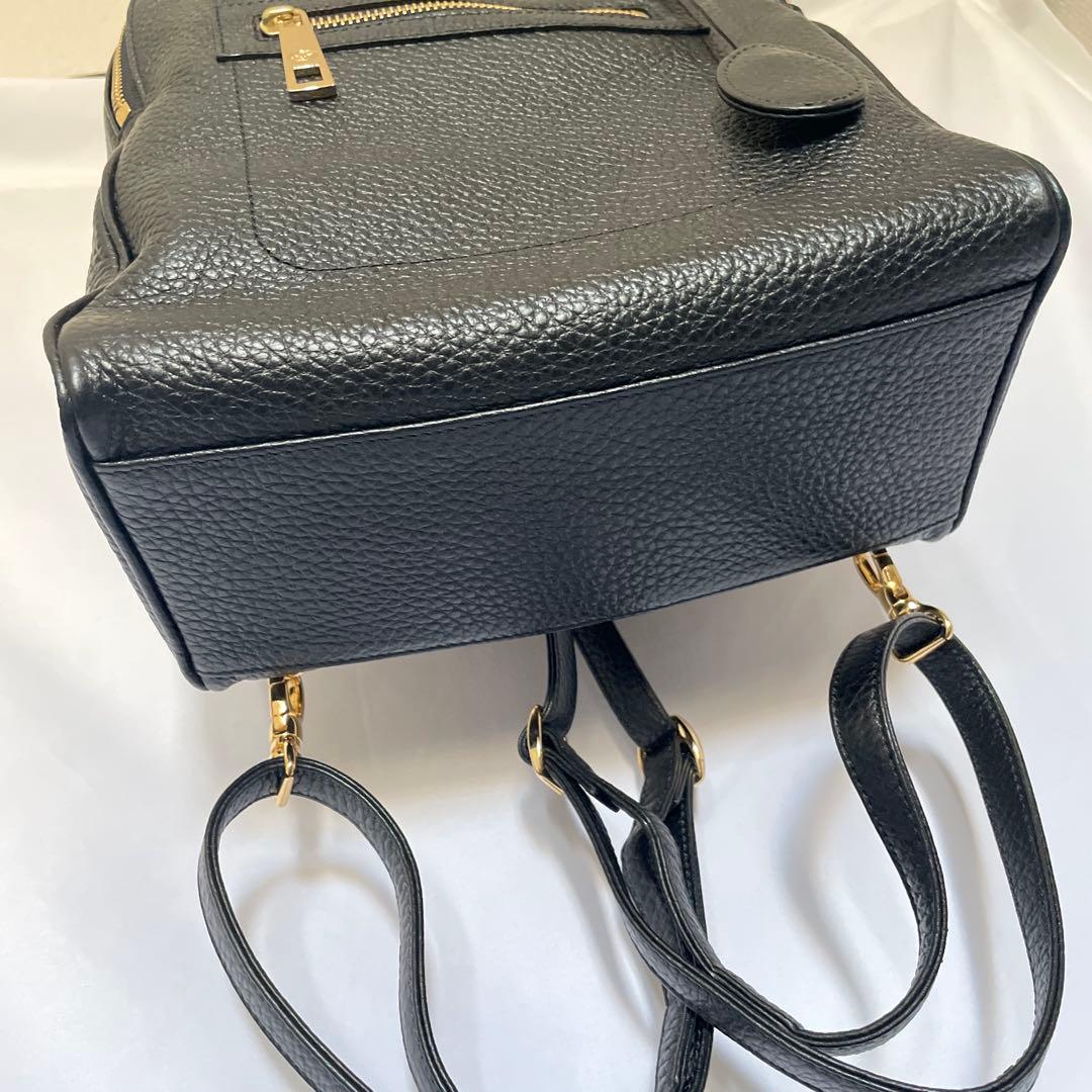 美品 濱野皮革工藝 フィオーレ ミニヨン 2WAYリュック ブラック 黒