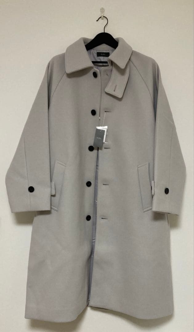 CLEL テックメルトン ルーズステンカラーコート ライトグレー Sサイズ